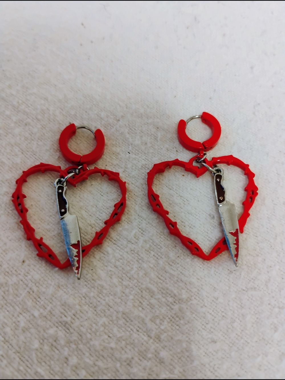 Red Heart Knife Dangle Earrings - Women Accessories